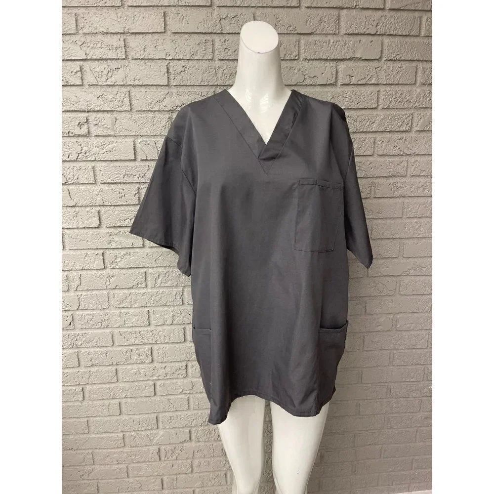 M&M Gray Scrub Top Size L